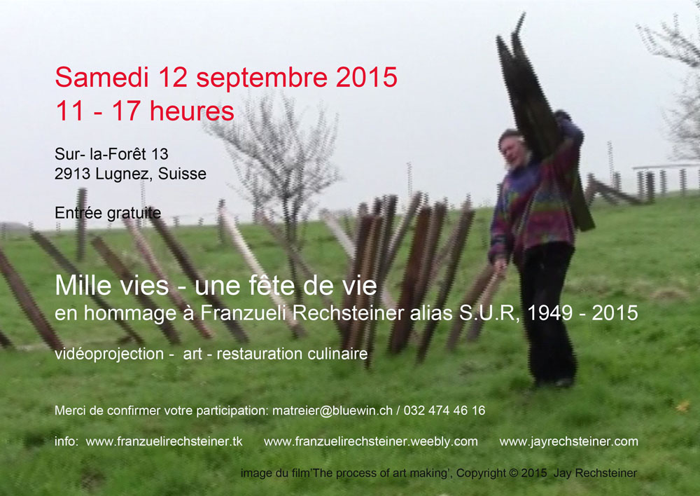 A thousand lives, flyer, exhibition Franzueli Rechsteiner, curated by Jay Rechsteiner and Chiara Williams